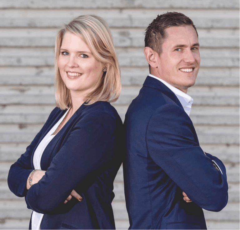 Mitarbeiter und Mitarbeiterin von Heun Finanz.